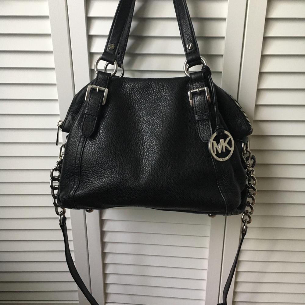Michael Kors Black Pebbled Leather Satchel